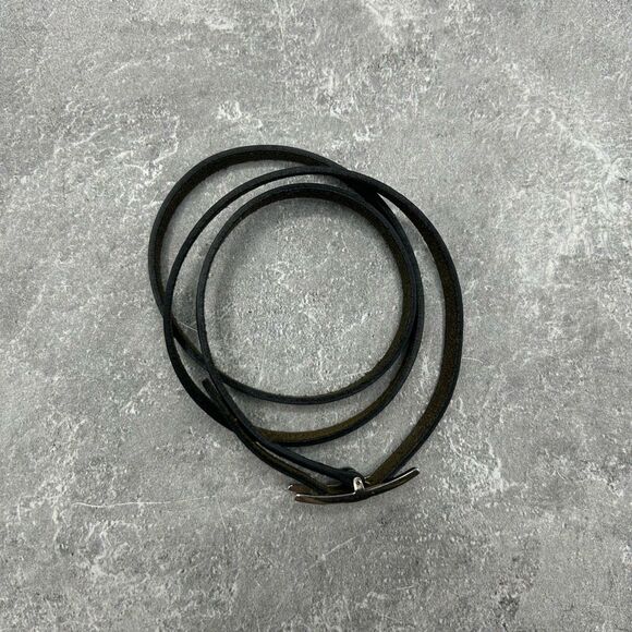 NWT Hermes Hapi 3 MM Black Leather Palladium Wrap Bracelet Buckle With Box - Picture 7 of 16